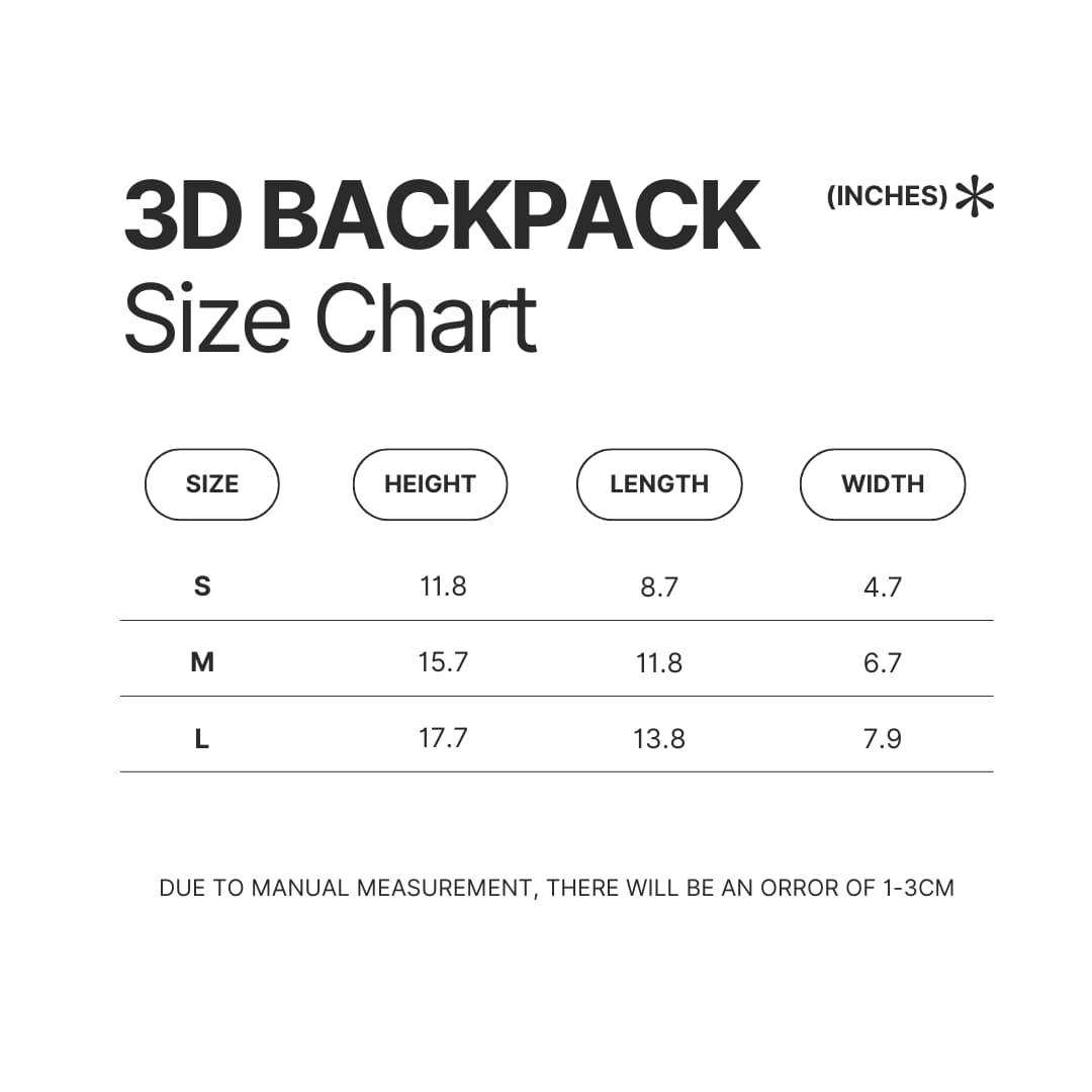 3D Backpack Size Chart - Clash Of Clans Gifts