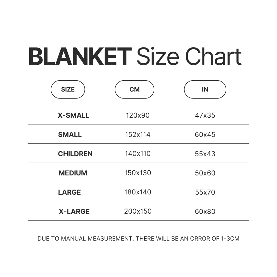 Blanket Size Chart - Clash Of Clans Gifts