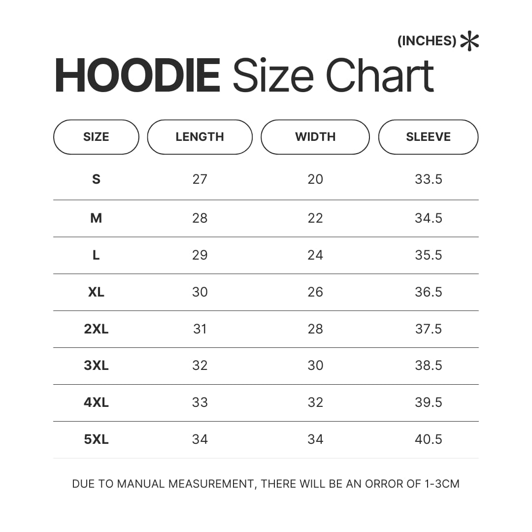 Hoodie Size Chart - Clash Of Clans Gifts