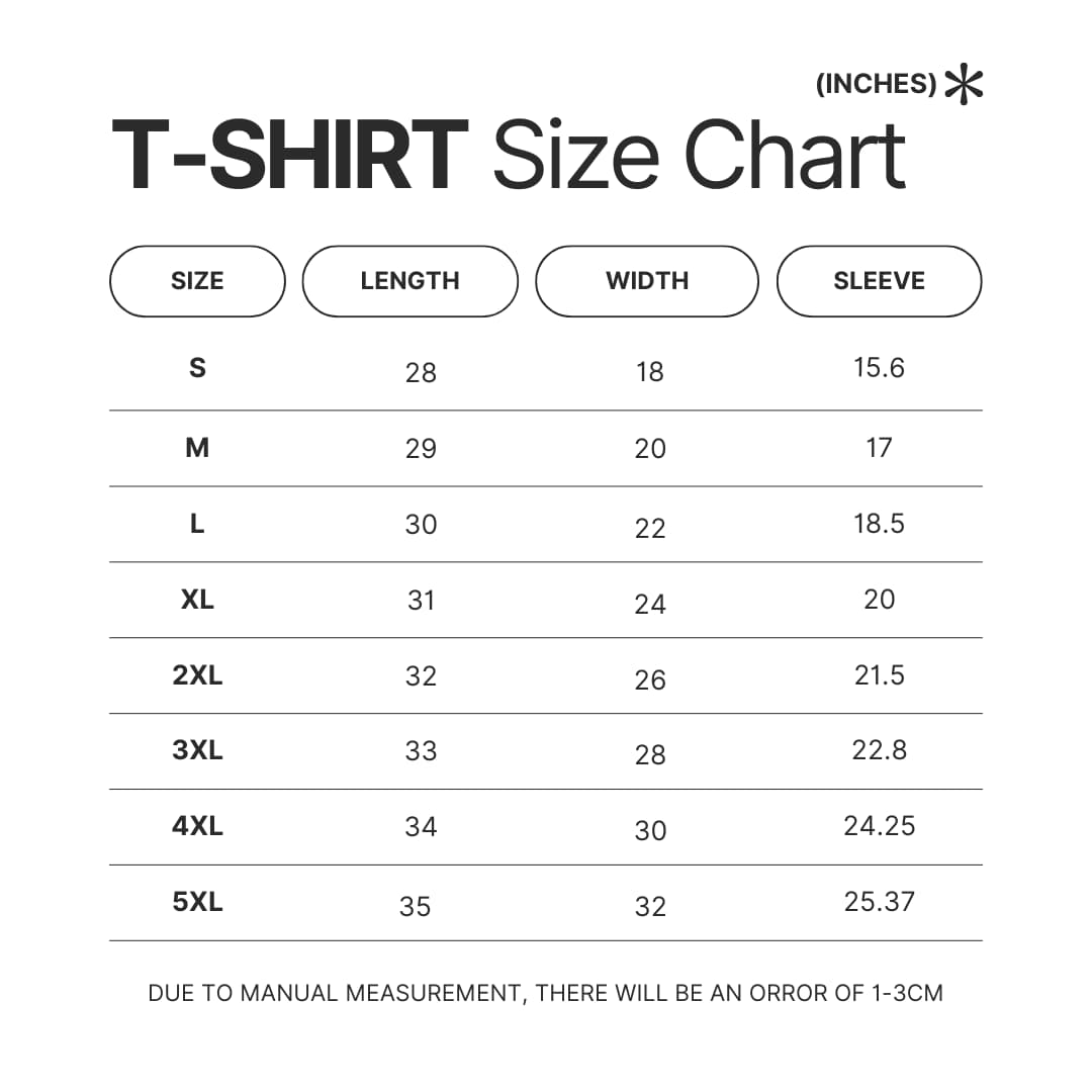 T shirt Size Chart - Clash Of Clans Gifts