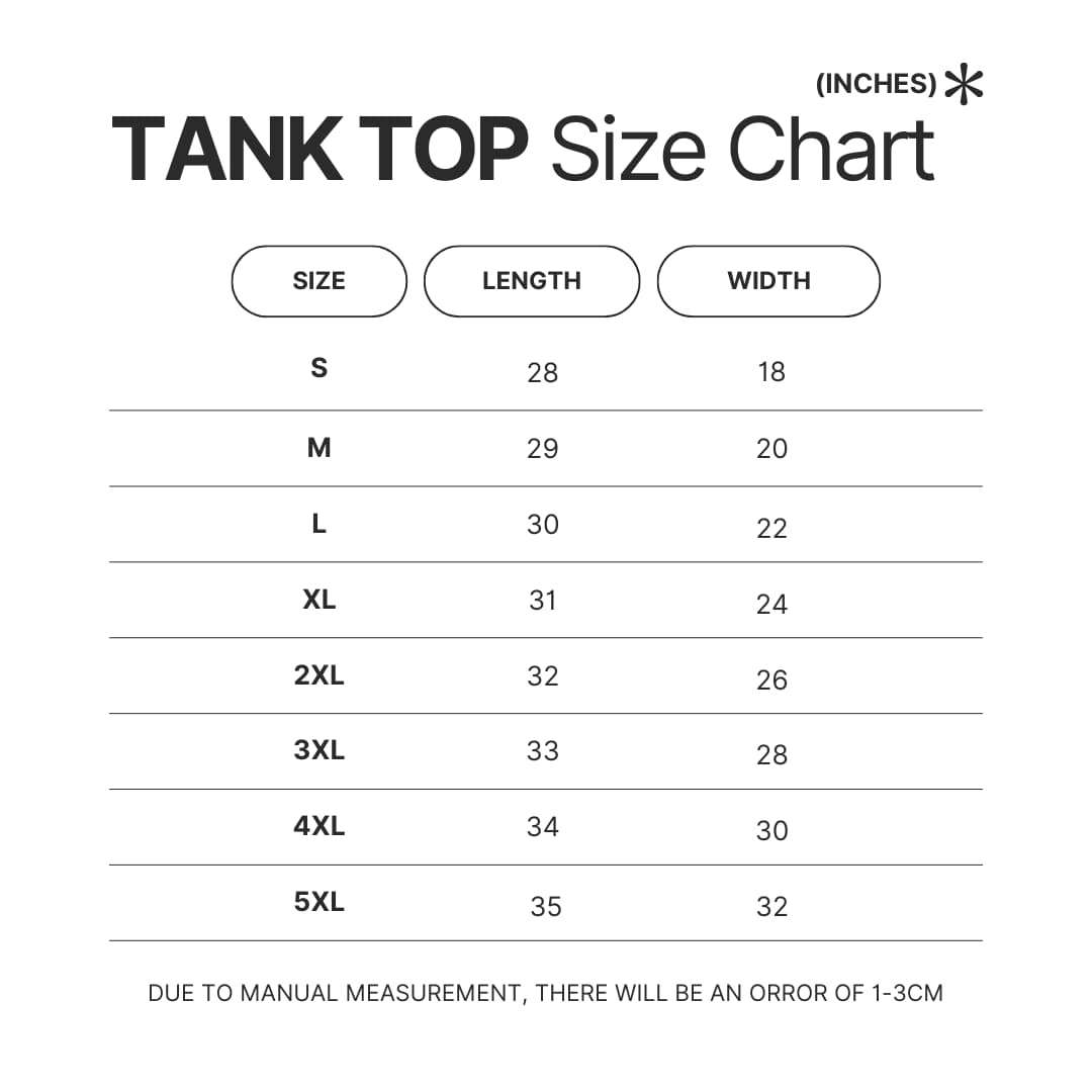 Tank Top Size Chart - Clash Of Clans Gifts