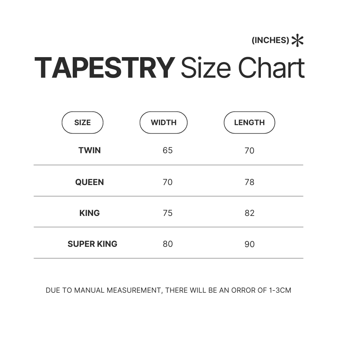 Tapestry Size Chart - Clash Of Clans Gifts